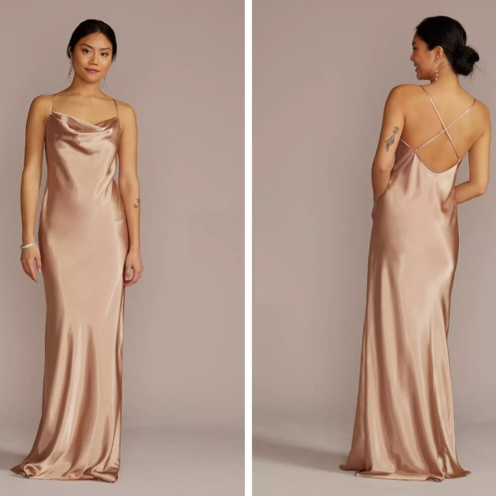 David’s Bridal Charmeuse Cowl Neck Dress